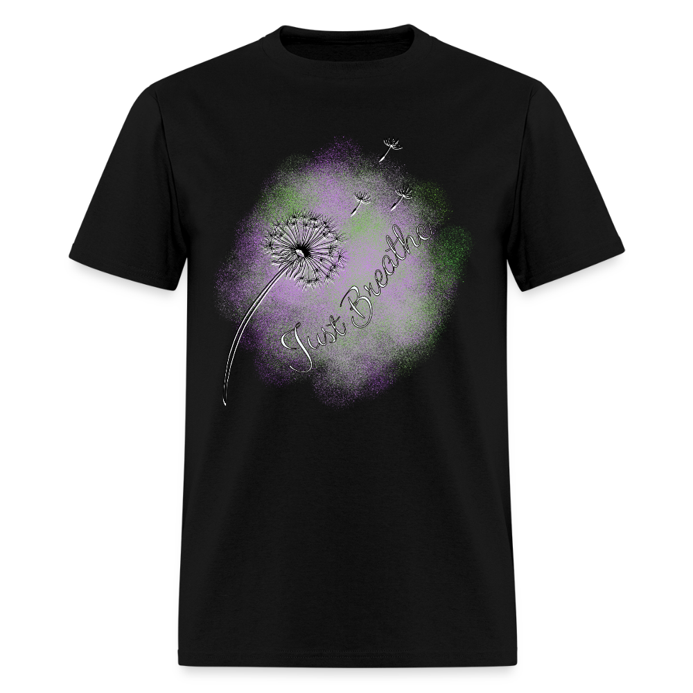 Just Breath Purple and Green T-Shirt | GILDAN 5000 - black