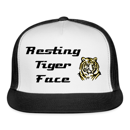 Resting Tiger Face 2 Trucker Hat - white/black