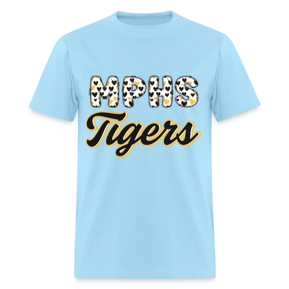 MPHS Tigers Black & Gold Hearts T-Shirt | GILDAN 5000 - powder blue