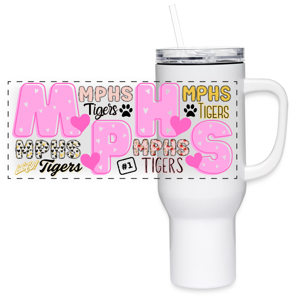 MPHS Tigers Banner 40 oz Travel Tumbler - white