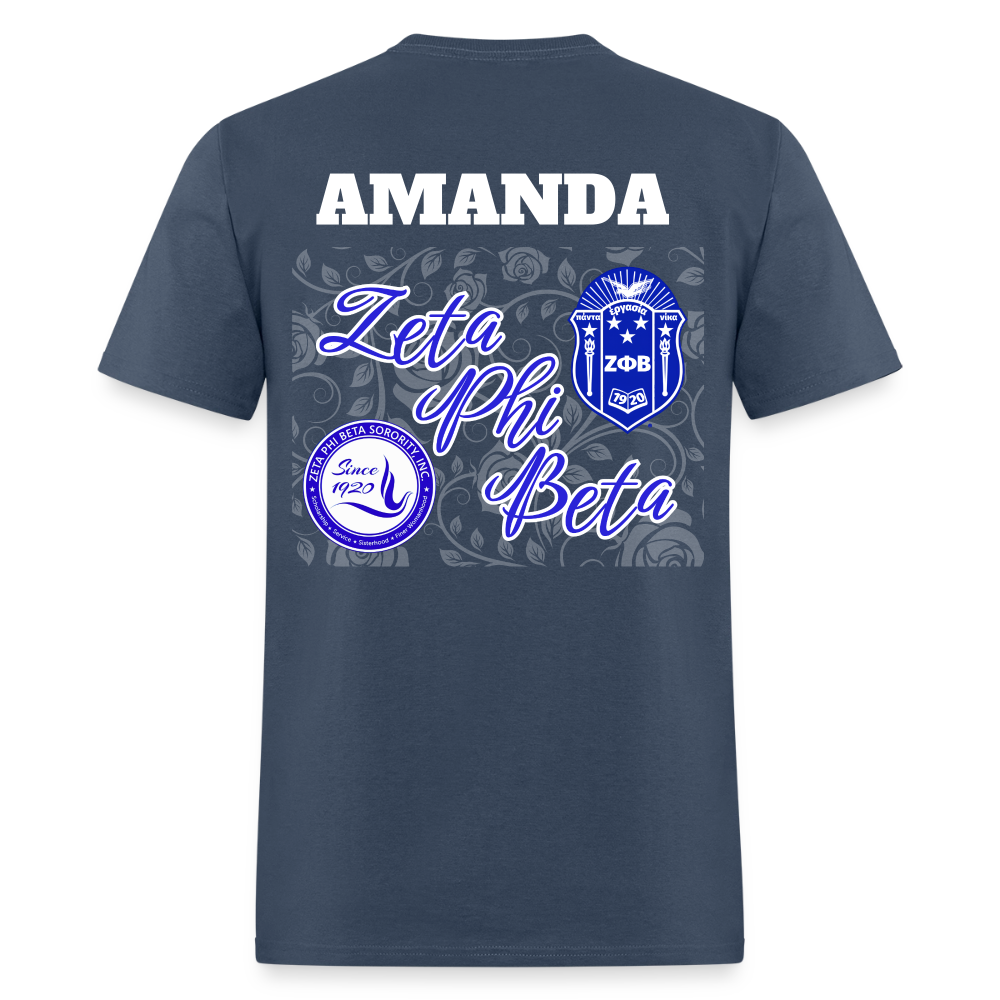 Customizable Zeta Phi Beta T-Shirt | GILDAN 5000 -  blue dusk