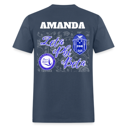Customizable Zeta Phi Beta T-Shirt | GILDAN 5000 -  blue dusk