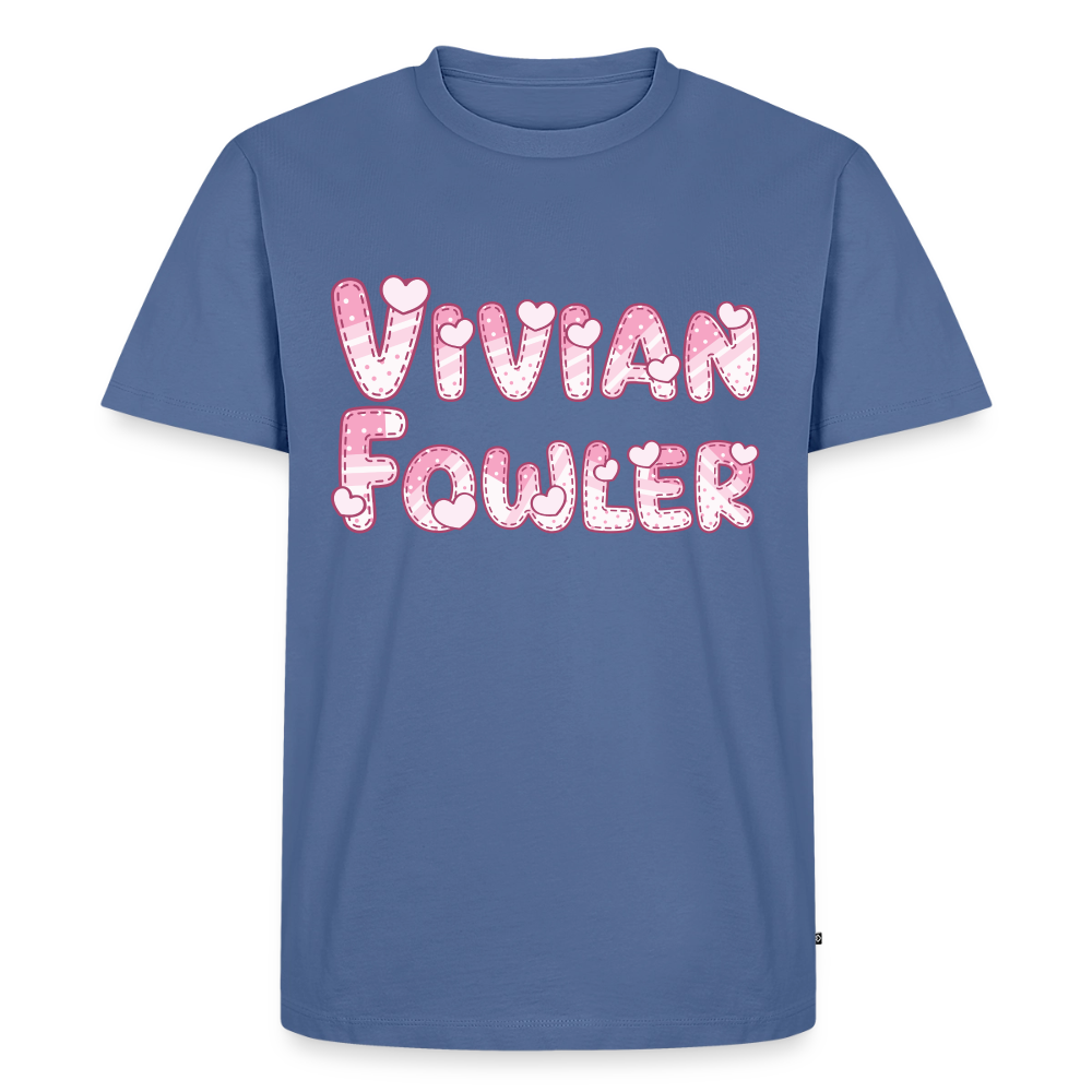 Vivian Fowler Hearts Premium Adult T-Shirt - stone blue 