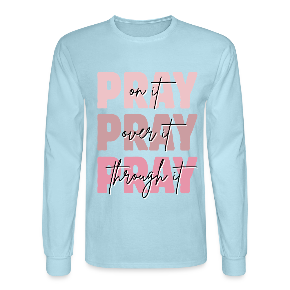PRAY God is listening Long Sleeve T-Shirt - powder blue