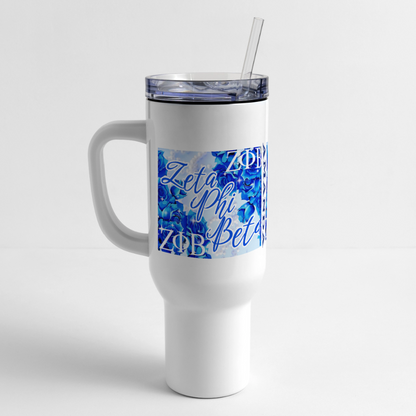 Customizable Zeta Phi Beta 40oz Travel Tumbler - white