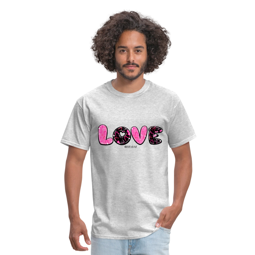 John 3:16 Pink and Black Classic T-Shirt - heather gray