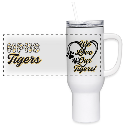 MPHS Black & Gold Love/ We Love Our Tigers 40 oz Travel Tumbler - white