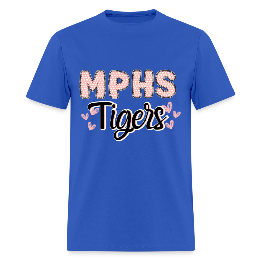 MPHS Tigers Heart Patchwork T-Shirt | GILDAN 5000 - royal blue
