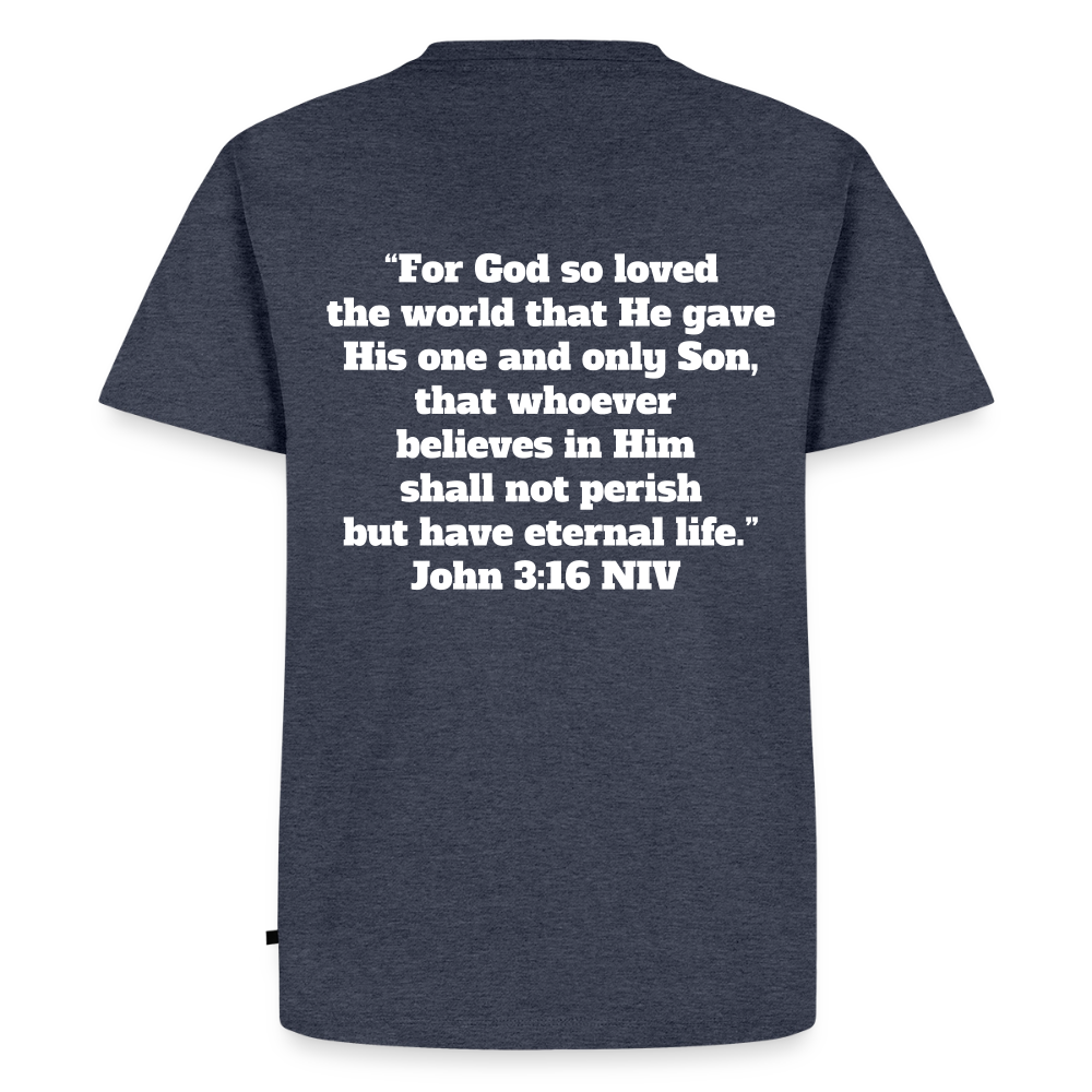 John 3:16 Premium Adult T-Shirt - heather denim 