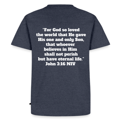John 3:16 Premium Adult T-Shirt - heather denim 