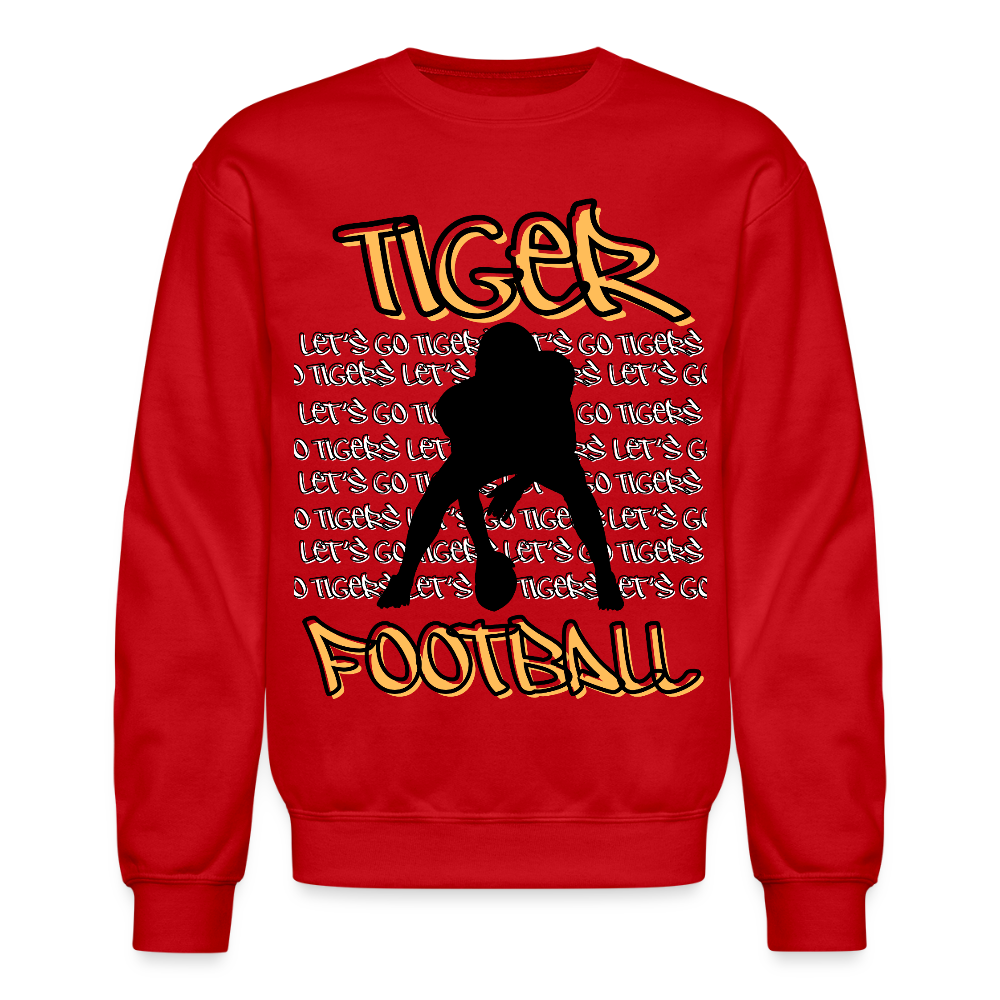 Tiger Football, Let's Go Tigers! Crewneck Sweatshirt - red