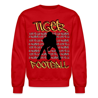 Tiger Football, Let's Go Tigers! Crewneck Sweatshirt - red