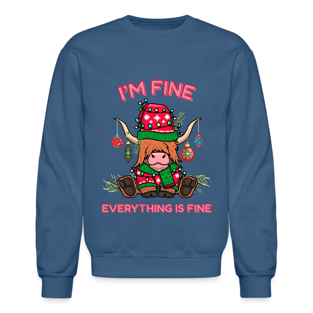 Everything is Fine Crewneck Sweatshirt - indigo blue