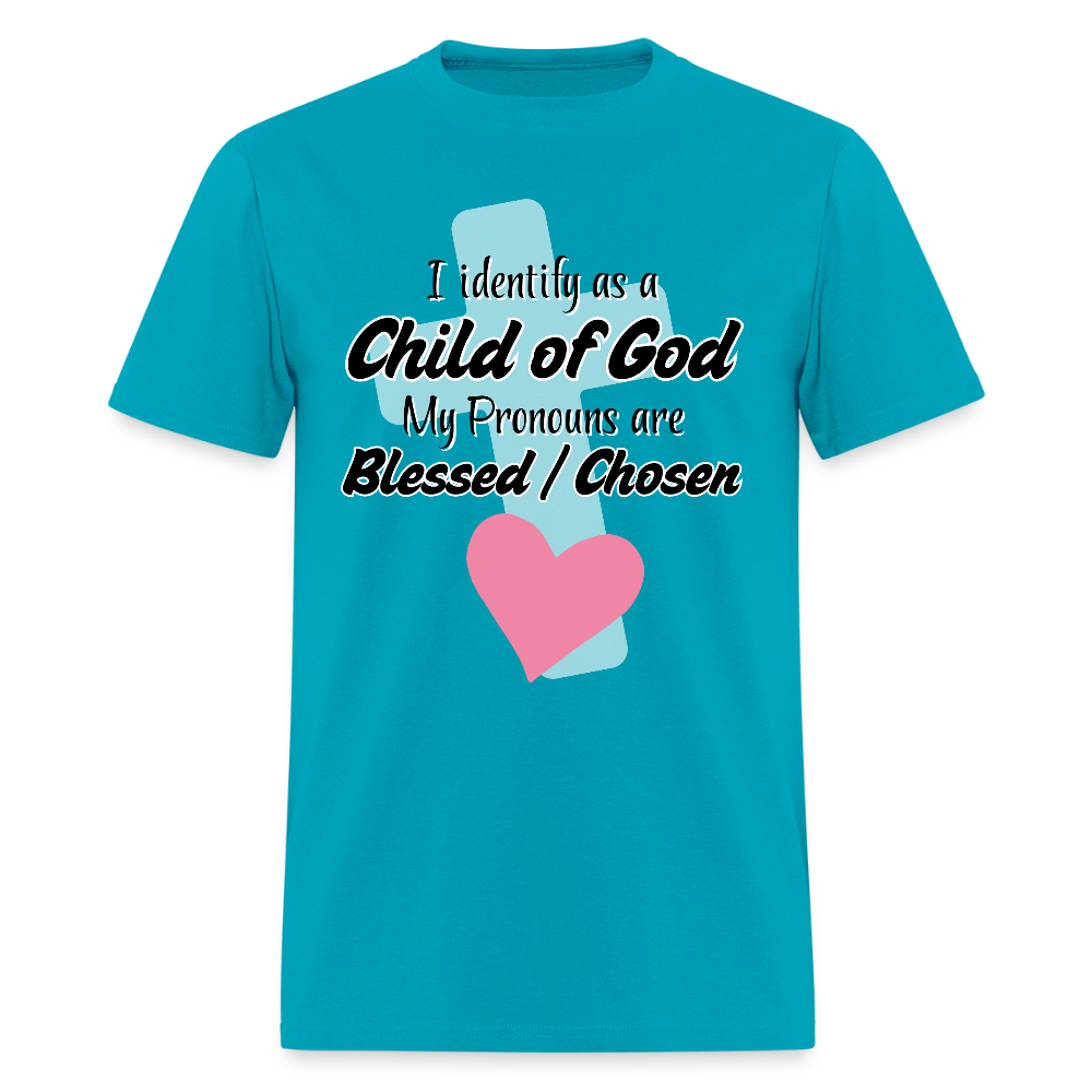 Child of God Cross & Heart Classic T-Shirt - turquoise