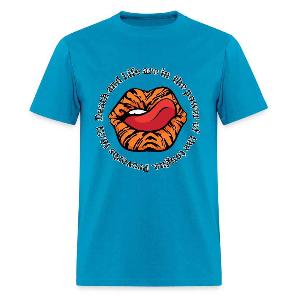 Proverbs 18:21 Tiger  T-Shirt - turquoise