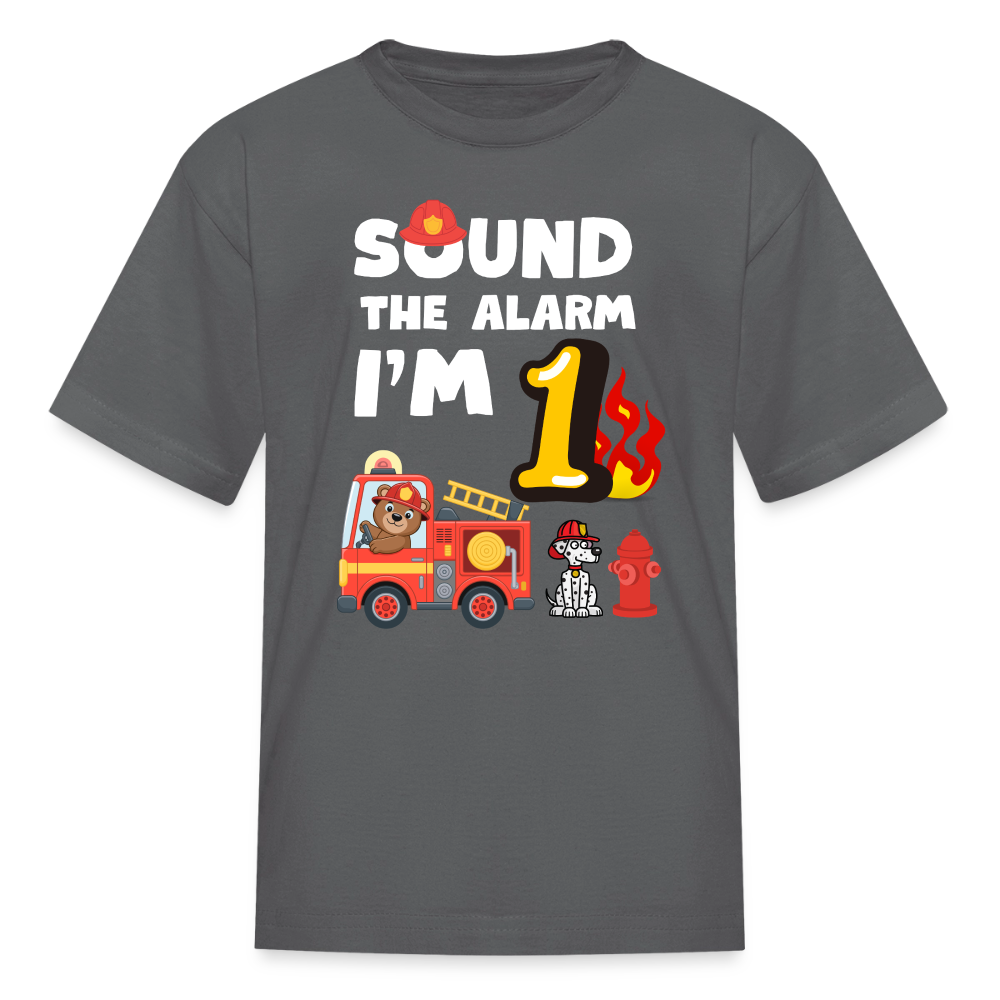 Sound the Alarm I'm 1 Kids' T-Shirt - charcoal