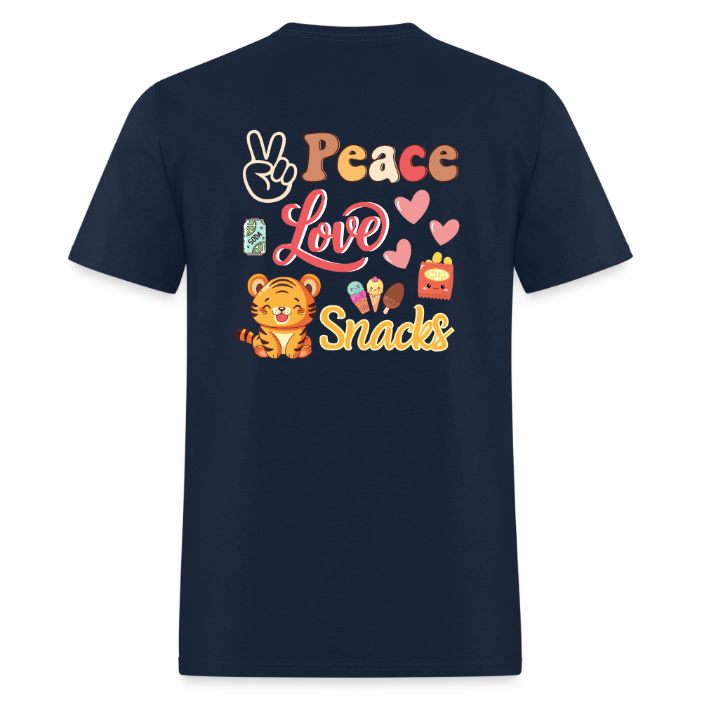 Peace Love Snacks Tigers T-Shirt | GILDAN 5000 - navy