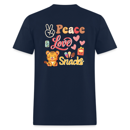 Peace Love Snacks Tigers T-Shirt | GILDAN 5000 - navy