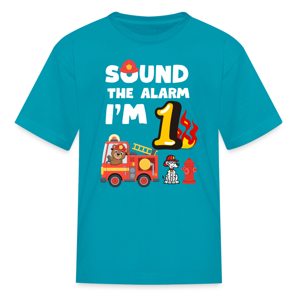 Sound the Alarm I'm 1 Kids' T-Shirt - turquoise