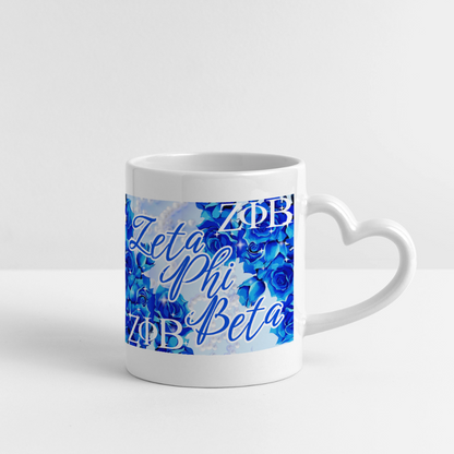 Zeta Phi Beta Mug with Heart Handle - white