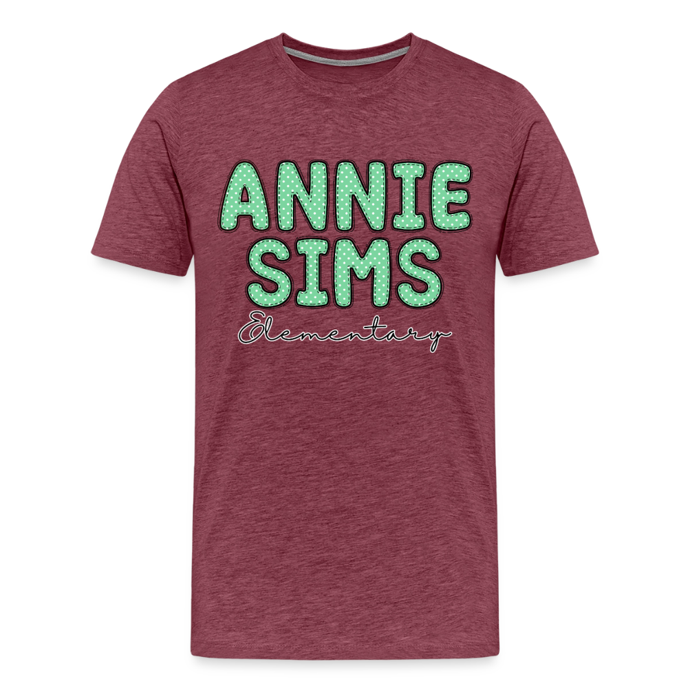 Annie Sims Polka Dots Premium Adult T-Shirt - heather burgundy