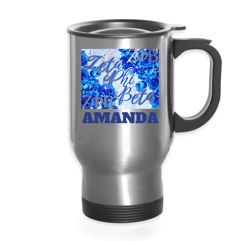Customizable Zeta Phi Beta 14oz Travel Mug - silver