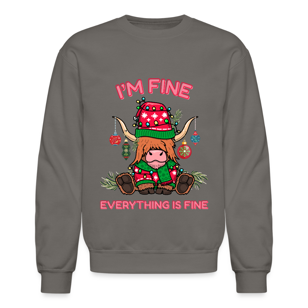 Everything is Fine Crewneck Sweatshirt - asphalt gray
