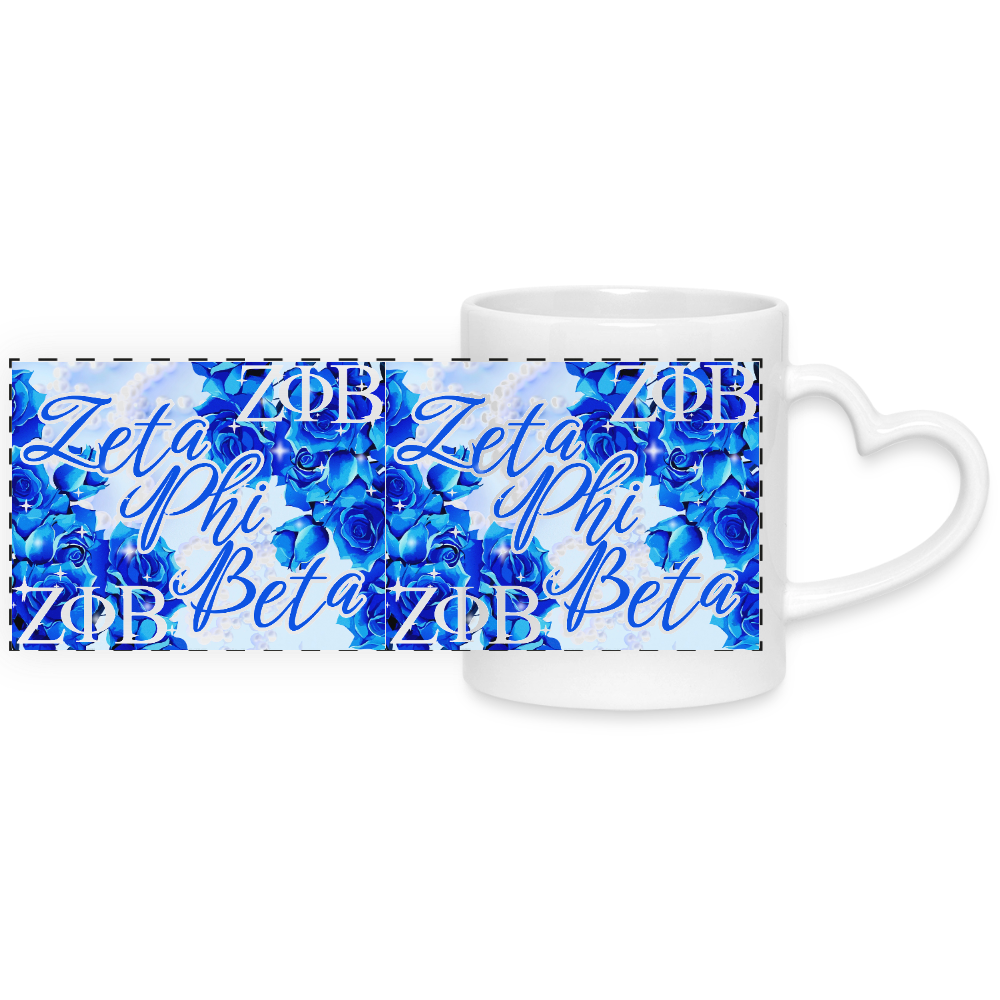 Zeta Phi Beta Mug with Heart Handle - white