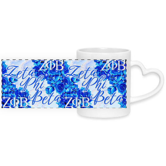 Zeta Phi Beta Mug with Heart Handle - white