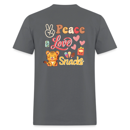 Peace Love Snacks Tigers T-Shirt | GILDAN 5000 - charcoal
