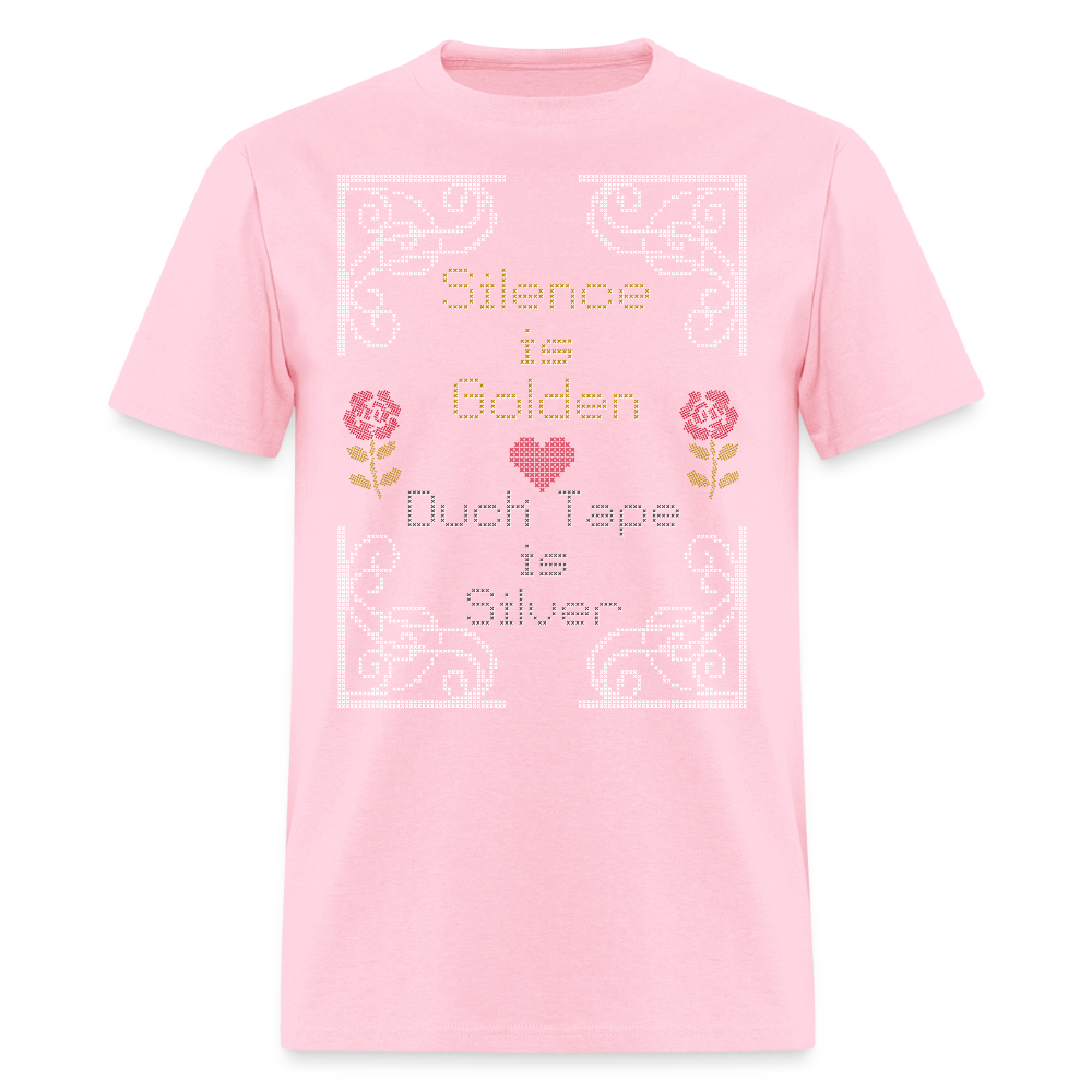 Silence is Golden Cross Stitch T-Shirt | GILDAN 5000 - pink