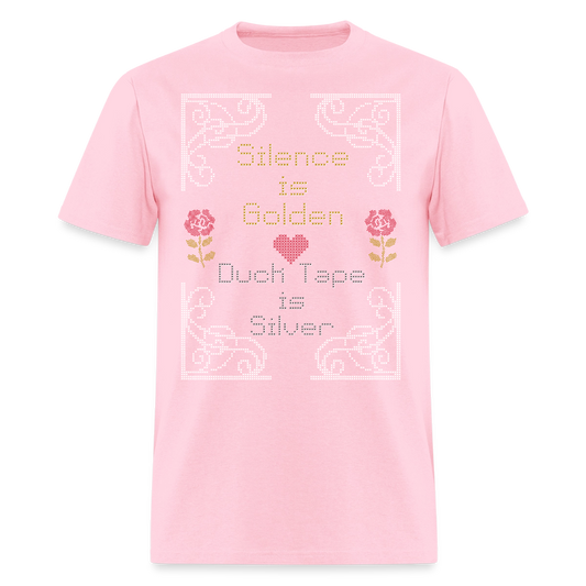 Silence is Golden Cross Stitch T-Shirt | GILDAN 5000 - pink