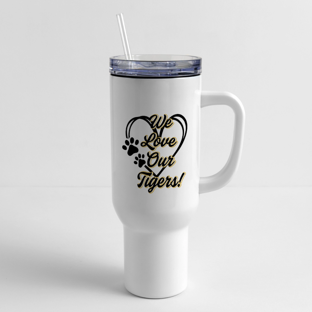 MPHS Black & Gold Love/ We Love Our Tigers 40 oz Travel Tumbler - white