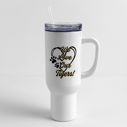 MPHS Black & Gold Love/ We Love Our Tigers 40 oz Travel Tumbler - white