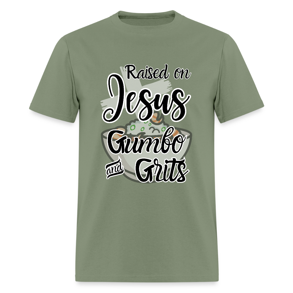Jesus Gumbo and Grits T-Shirt | GILDAN 5000 - military green