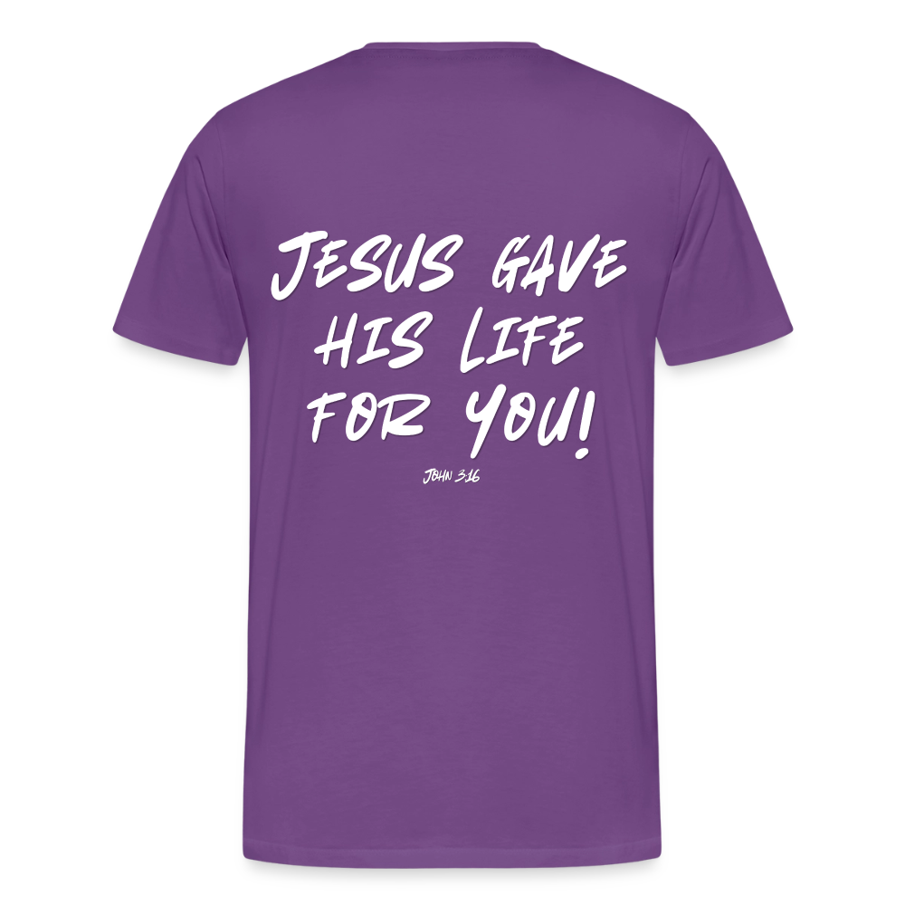 Jesus Gave His Life for Me and You! Premium Adult T-Shirt - purple