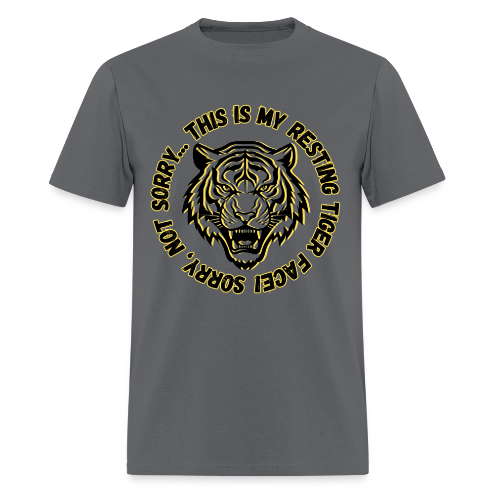 Resting Tiger Face T-Shirt | GILDAN 5000 - charcoal