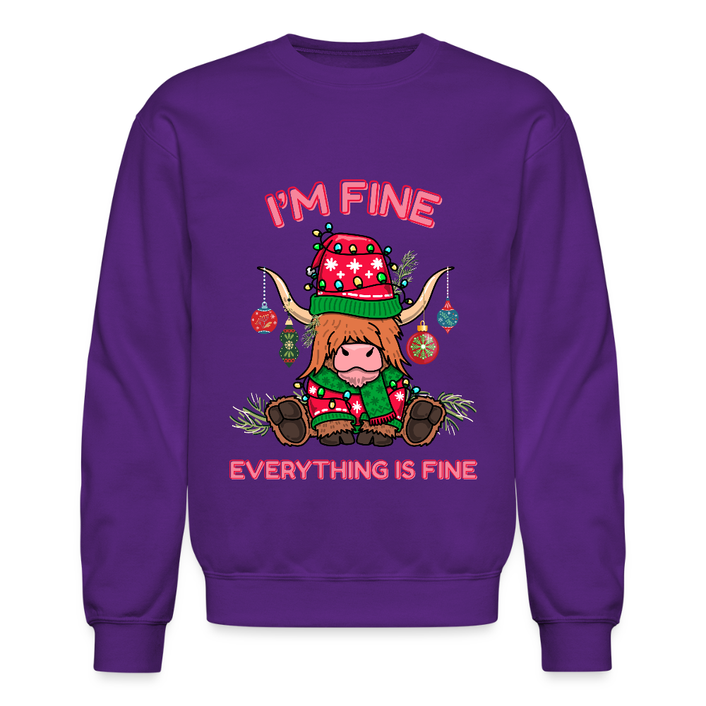 Everything is Fine Crewneck Sweatshirt - purple