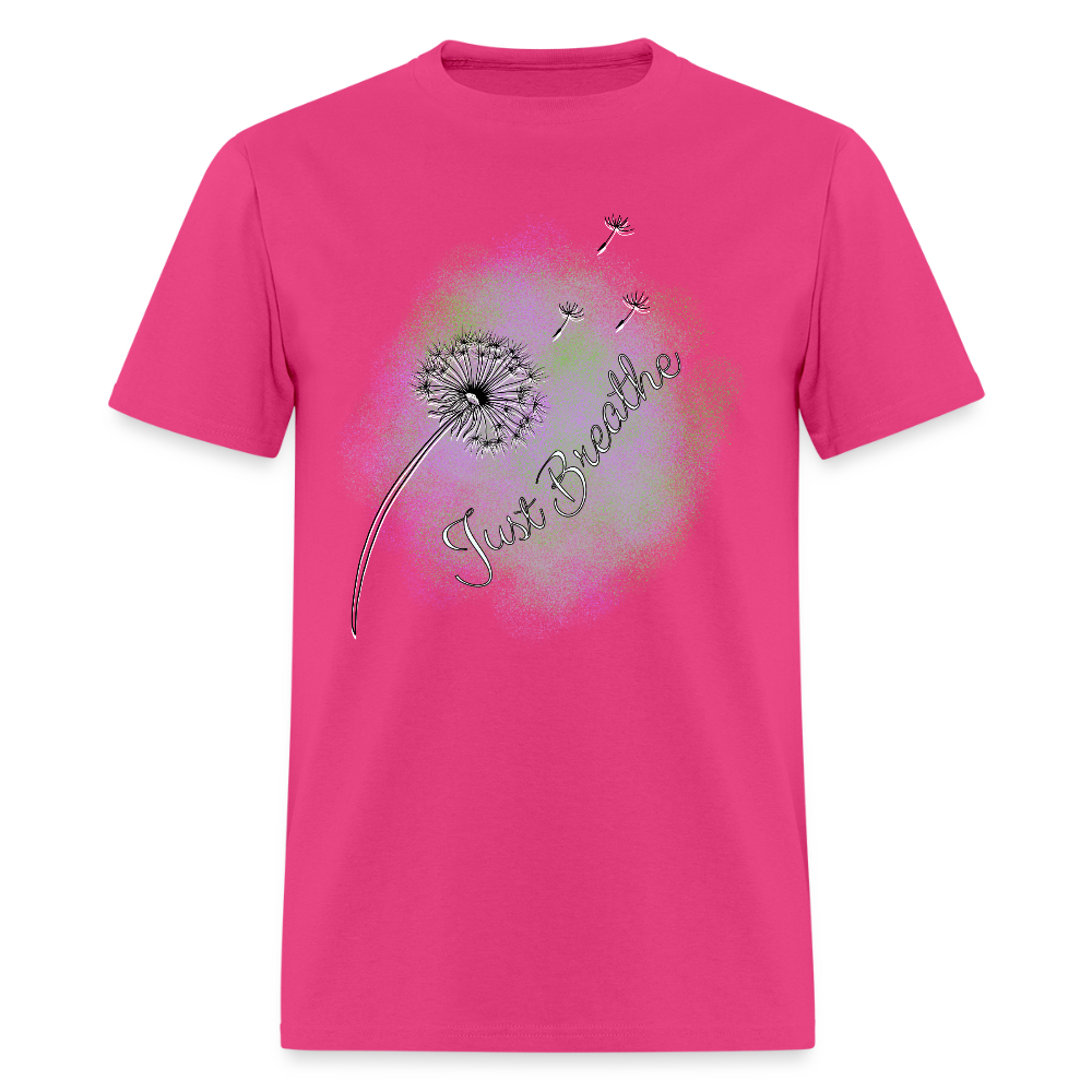 Just Breath Purple and Green T-Shirt | GILDAN 5000 - fuchsia