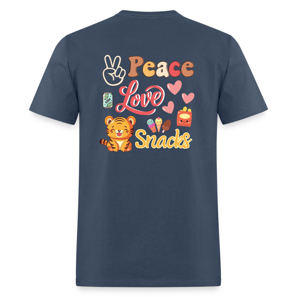 Peace Love Snacks Tigers T-Shirt | GILDAN 5000 -  blue dusk