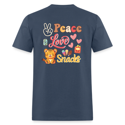 Peace Love Snacks Tigers T-Shirt | GILDAN 5000 -  blue dusk