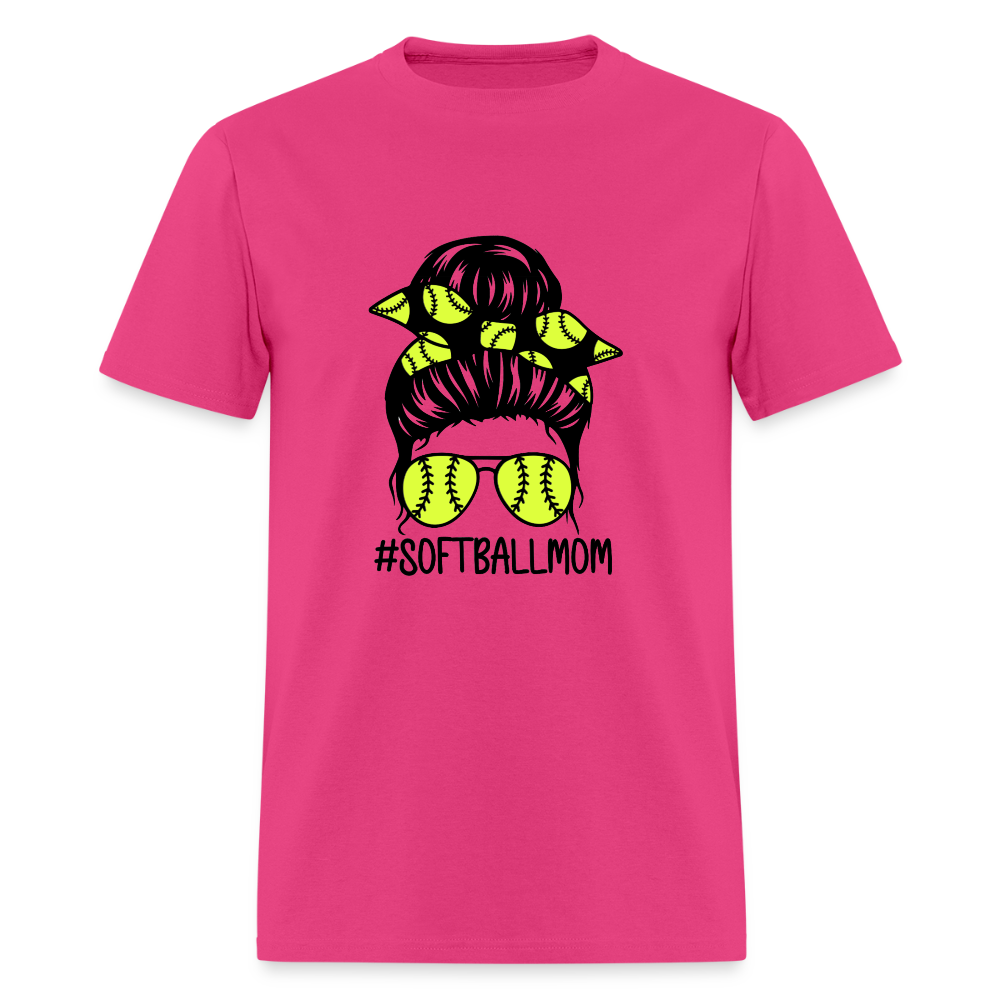 Softball Mom Bun Classic T-Shirt - fuchsia