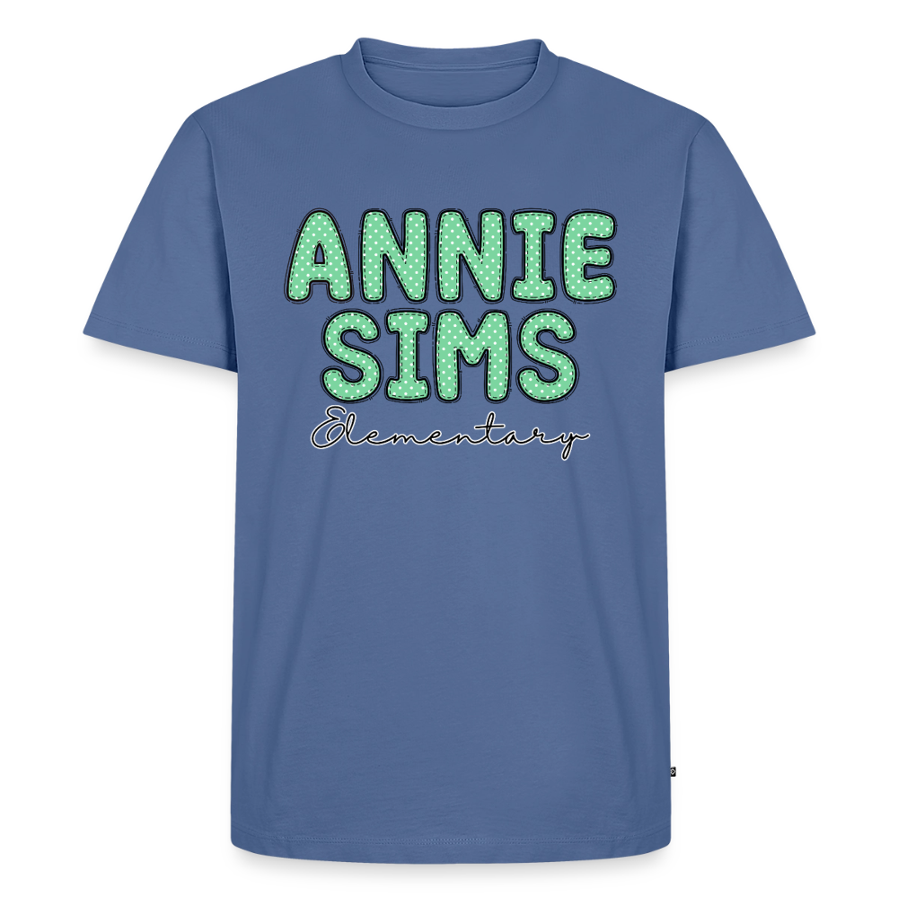 Annie Sims Polka Dots Premium Adult T-Shirt - stone blue 