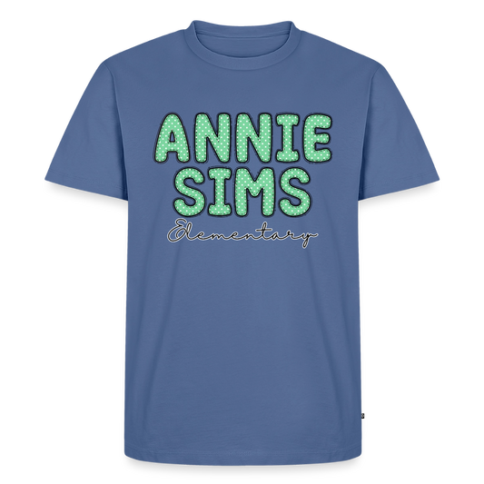 Annie Sims Polka Dots Premium Adult T-Shirt - stone blue 