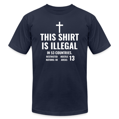 Illegal Shirt Jersey T-Shirt by Bella + Canvas - navy