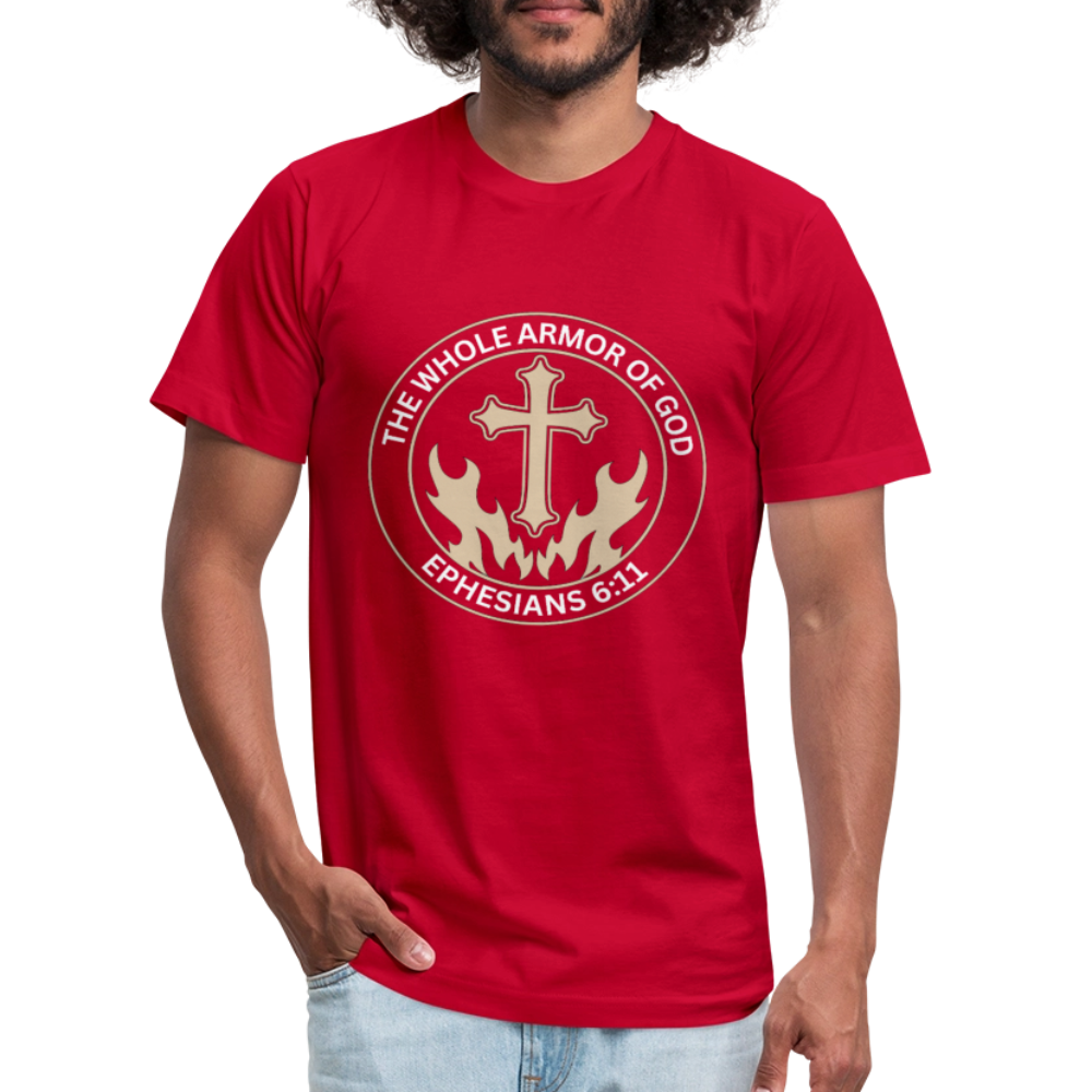 Ephesians 6:11 Unisex Jersey T-Shirt by Bella + Canvas - red