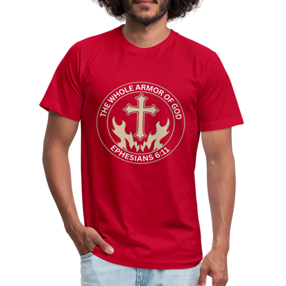 Ephesians 6:11 Unisex Jersey T-Shirt by Bella + Canvas - red