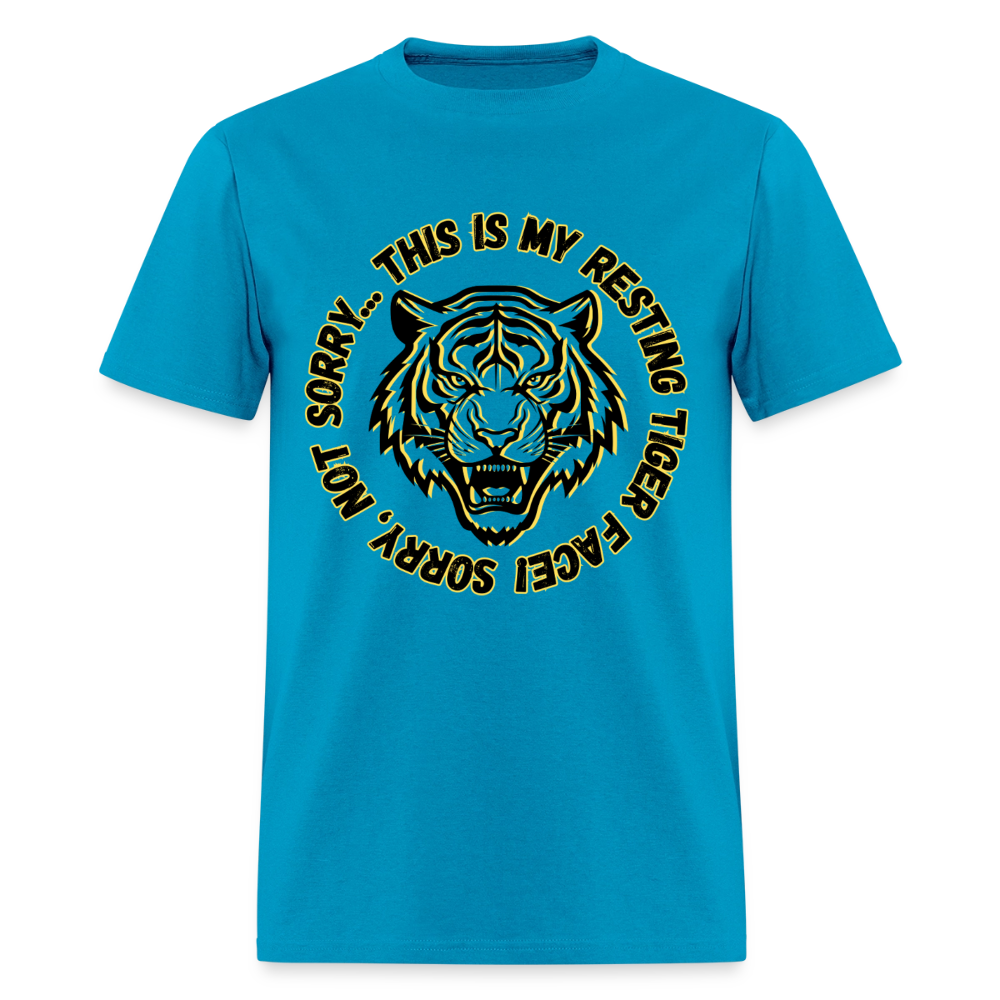 Resting Tiger Face T-Shirt | GILDAN 5000 - turquoise