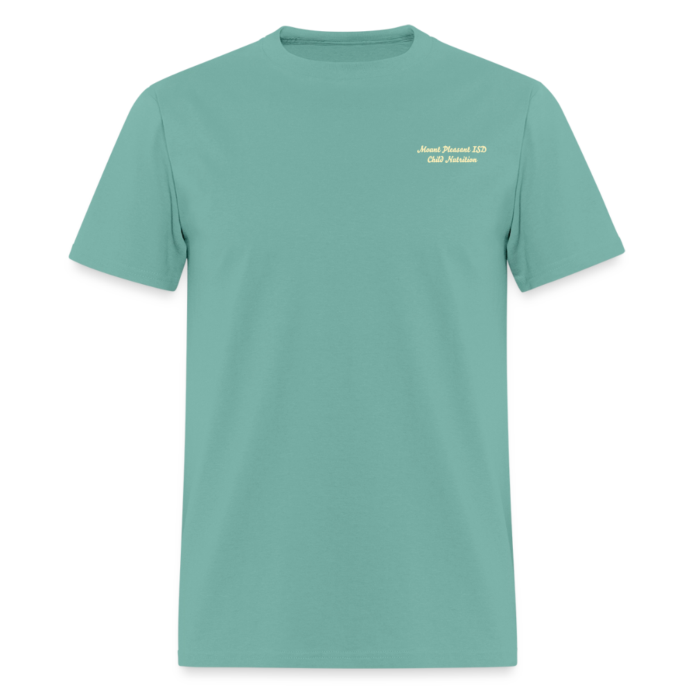 Customizable Peace Love Breakfast & Lunch T-Shirt | GILDAN 5000 - aquatic
