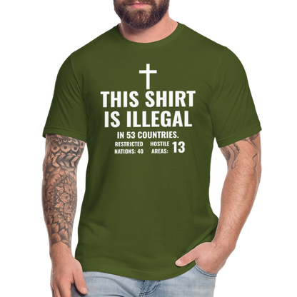 Illegal Shirt Jersey T-Shirt by Bella + Canvas - olive